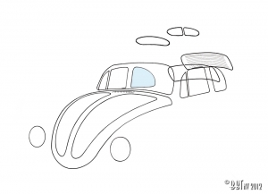 Rear side window, right